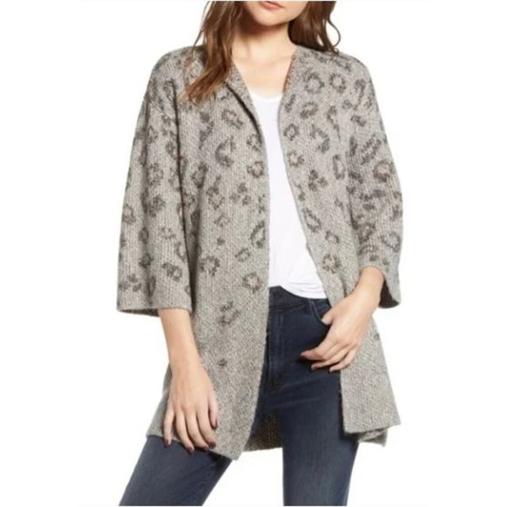 Cupcakes & Cashmere Leopard Print Open Cardigan S… - image 1